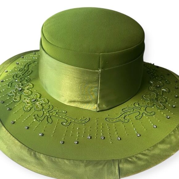 Ben Marc International Hat Green Wide Brim Embellished Church Kentucky Derby main image 7